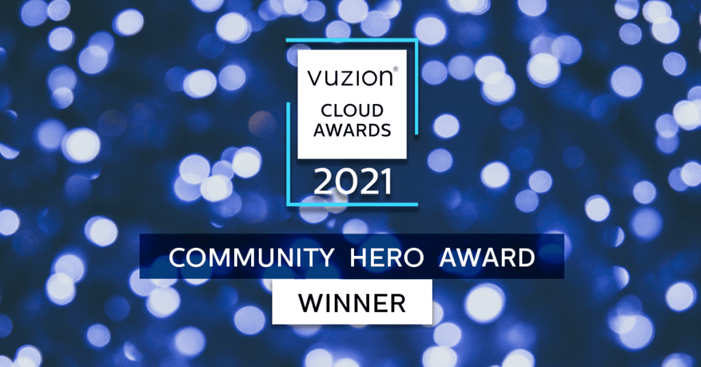 Peter Rose Community Hero Award from Vuzion Cloud Awards.